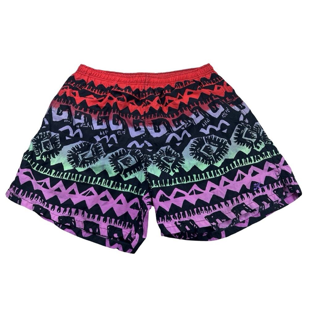 Vintage Hobie Red Purple Green Black Swim Shorts Bathing Suit Trunks Sz XL